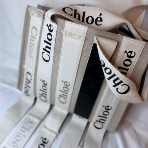 NWT & Dust Bag Chloe Sand Linen Woody Med Logo Tote